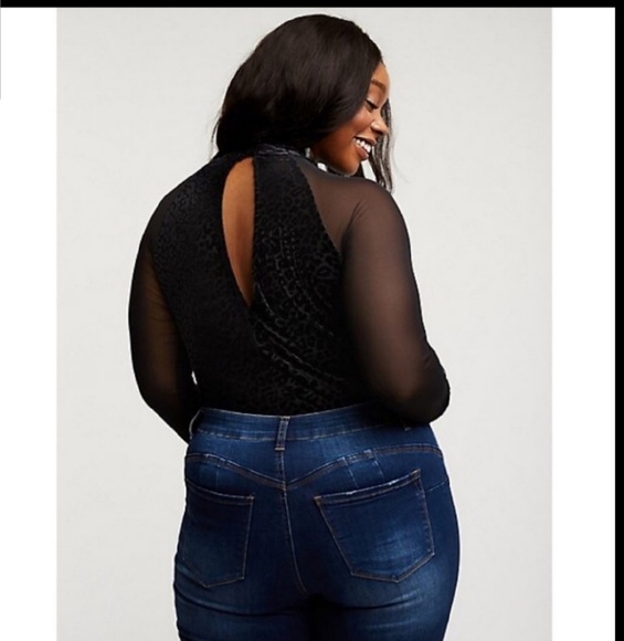 NWT! Charlotte Russe Black Mesh Leopard Bo… - Picture 3 of 6